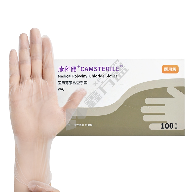 康科健 9寸一次性PVC手套 M码 透明白色