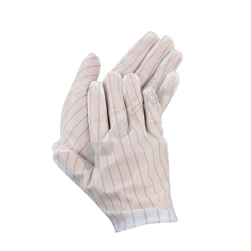 康惠洁 防静电条纹手套 均码：宽11*长23cm 条纹+点塑手套