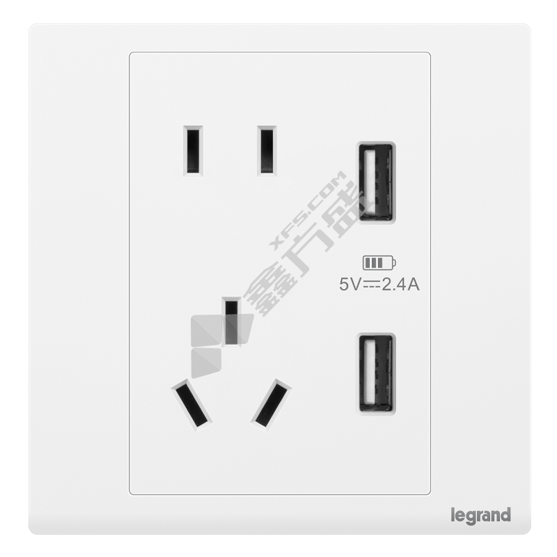 罗格朗 双USB充电五孔插座 轻艺