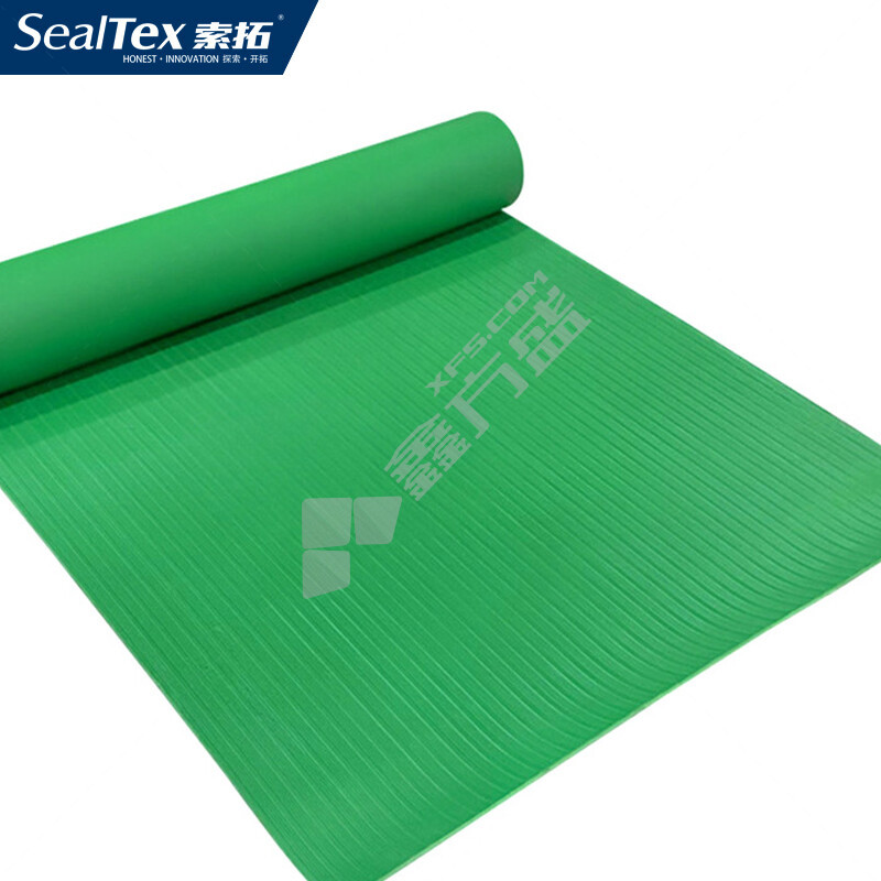 SEALTEX/索拓 ST-3321G配电房用高压绝缘橡胶垫 1m×10m×10mm 35KV 绿色 条纹防滑