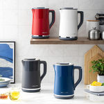 摩飞 MR6070不锈钢304双层防烫实时显温电热水壶 1.5L 1800W 轻奢蓝 MR6070