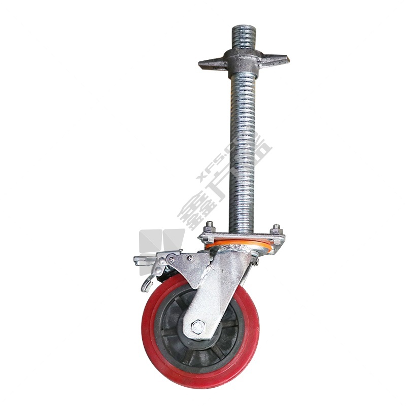 门式钢管脚手架 脚轮 6寸（带空心调节丝杆）平刹