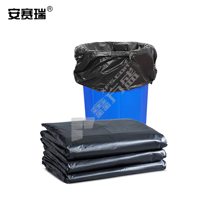 安赛瑞 700903 加厚平口黑色塑料袋 50*60cm 4丝 黑色 700903