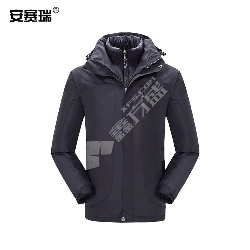 安赛瑞 不带帽 冲锋衣两件套 XL 黑色 300233