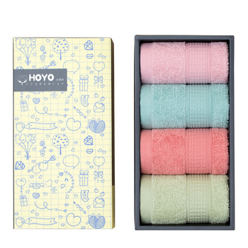 HOYO 7152 臻品方巾四件套手绘童趣礼盒 33*33cm 纯白色、乳白色、浅咖色、深咖色 45g 7152
