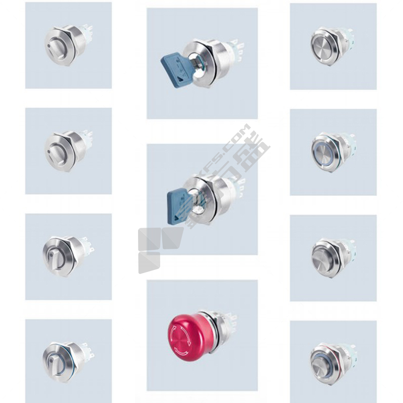 APT FM25N 系列功能型金属按钮开关 FM25N-SFP-22YS 25mm三位置钥匙钮（2NO2NC) 不带灯