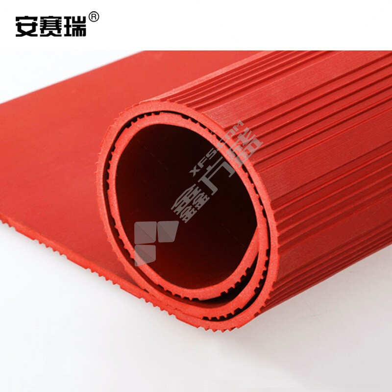安赛瑞 10KV高压绝缘橡胶地垫 1m*10m*5mm 红色 10KV 17334