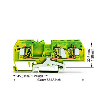 WAGO 3线保护接地端子 282-687 6mm² 黄绿混色