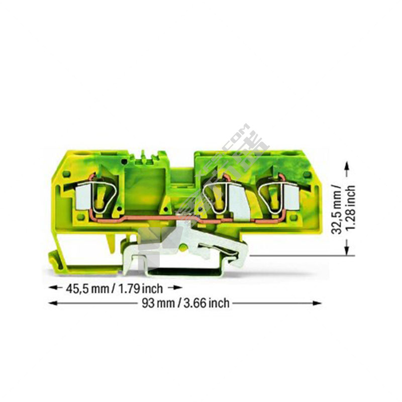 WAGO 3线保护接地端子 282-687 6mm² 黄绿混色