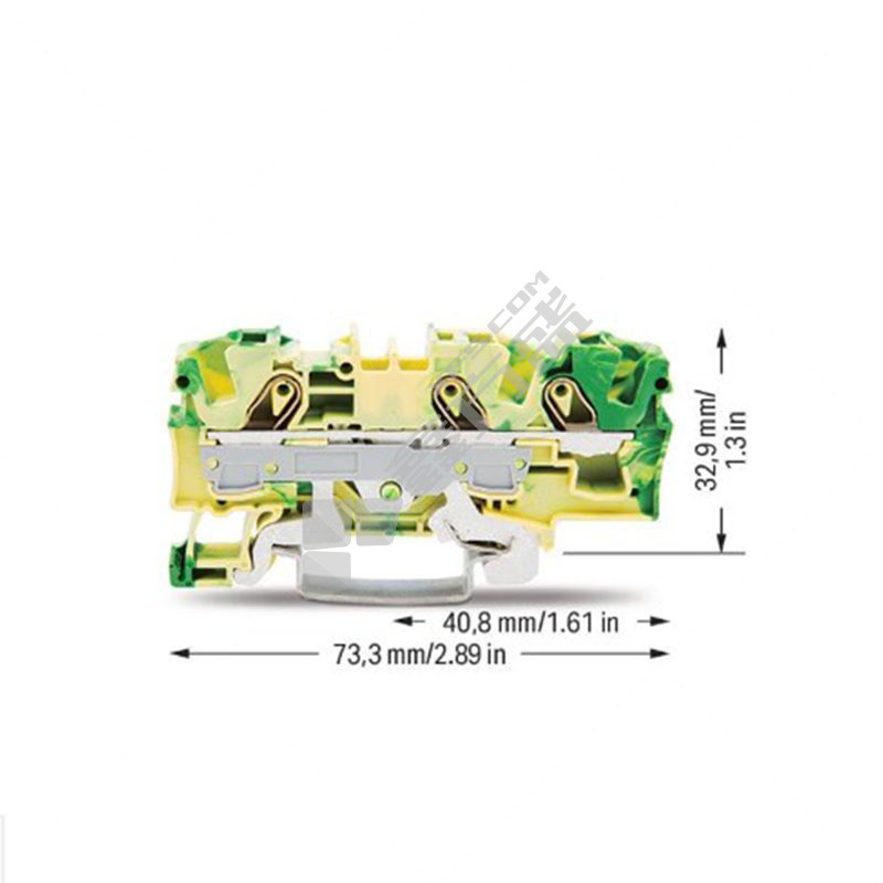 WAGO 3线保护接地端子 2006-1307 6mm² 黄绿混色