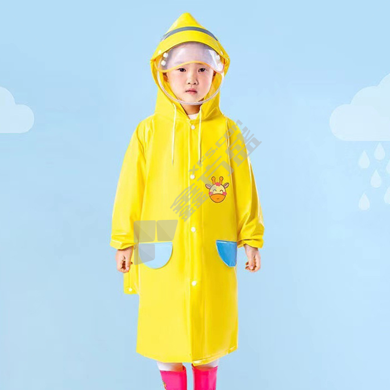 谋福 带书包位小孩便携雨衣 L 黄色小鹿