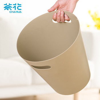 茶花 卫生间废纸篓客厅厨房垃圾桶 8.3L 21*21*21cm 灰黄 1525