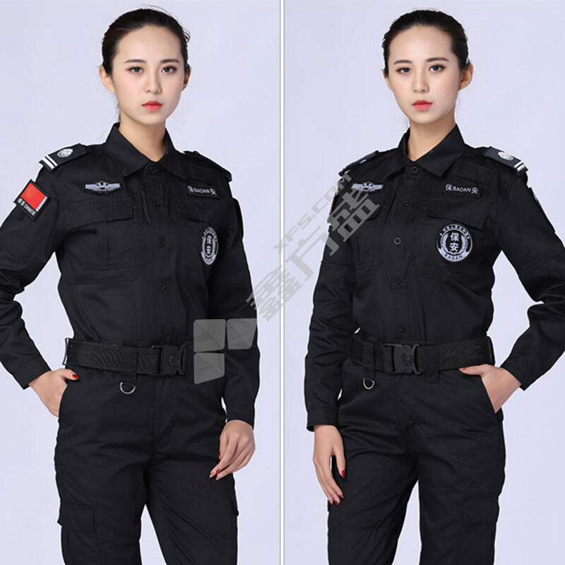谋福 649 保安工作服套装 180码 黑色 涤棉款