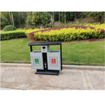 户外双分类不锈钢垃圾桶 60L 100*36*98cm 黑白