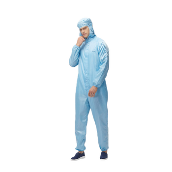 汉盾 带帽连体式防静电工作服 M码 蓝色  HD-BCP1069