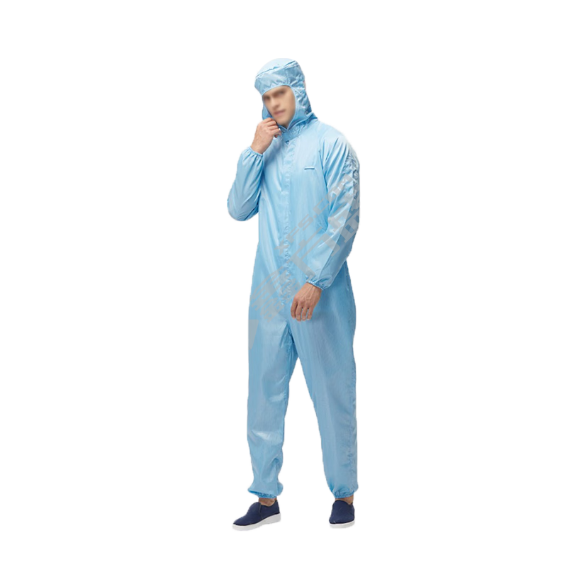 汉盾 带帽连体式防静电工作服 M码 蓝色  HD-BCP1069