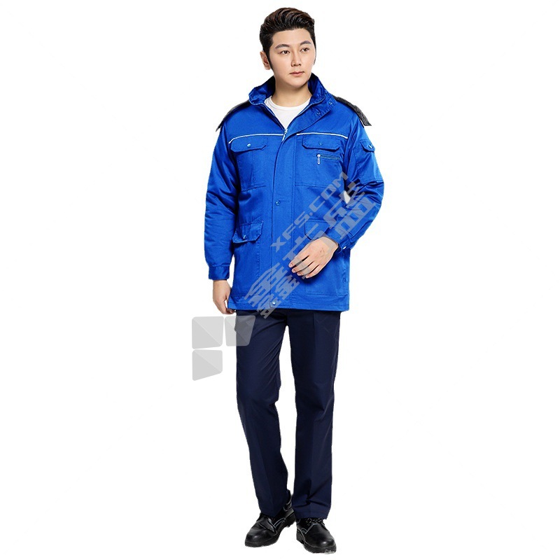 拓普瑞 039C冬季可拆卸涤棉厚纱卡棉服 185 宝兰色
