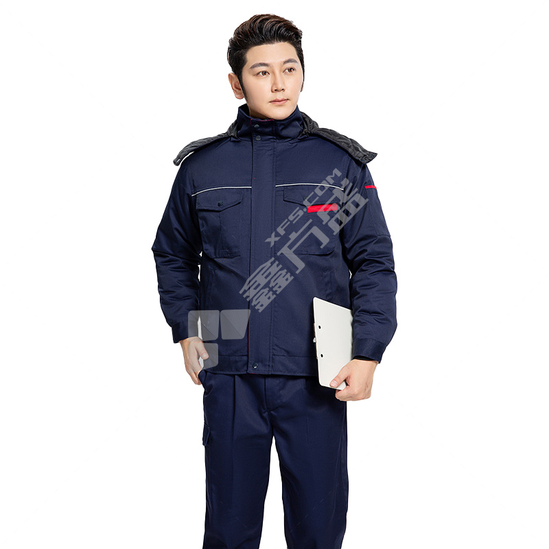 拓普瑞 036C冬季可拆卸涤棉厚纱卡棉服 170 藏蓝色