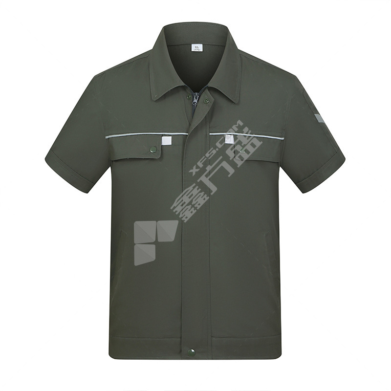 拓普瑞 M5夏季CVC细斜纹短袖工作服 190 吉普绿