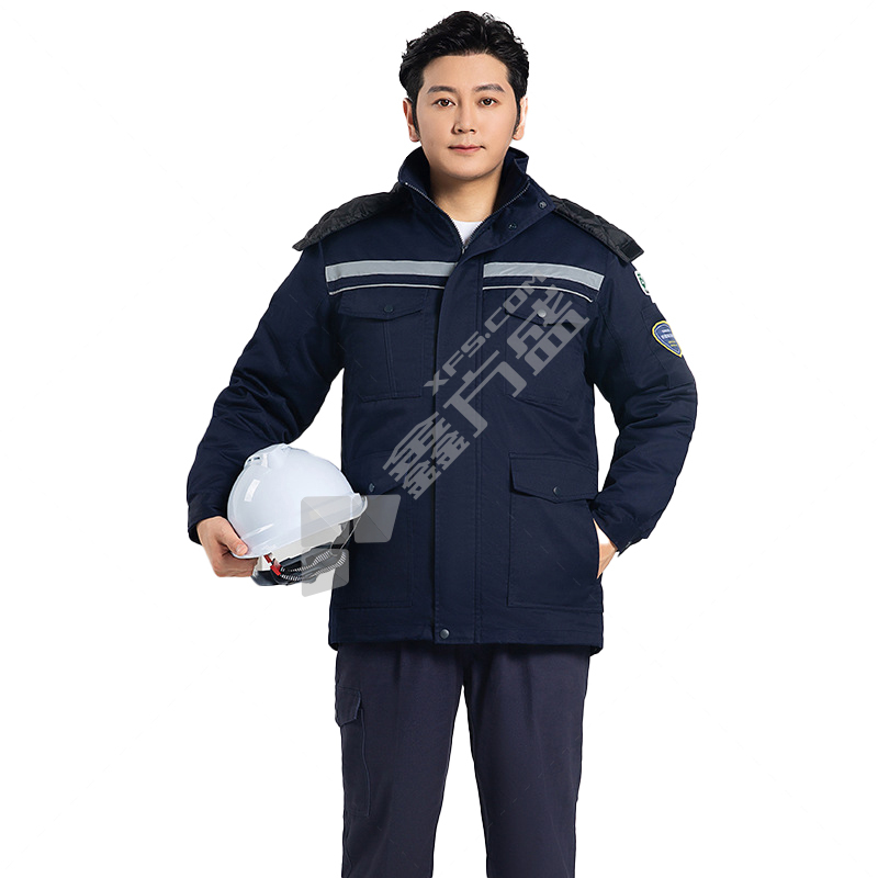 拓普瑞 T101冬季可拆卸防静电耐酸碱防水棉服 180 藏蓝色