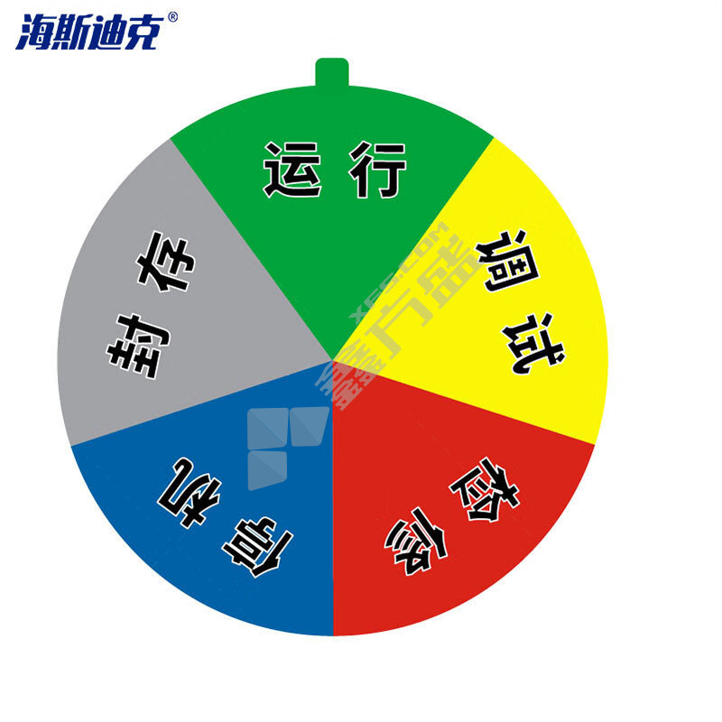 海斯迪克 HK0012 亚克力圆形分区旋转标识牌 20cm HK0012 五分区(调试 封存)