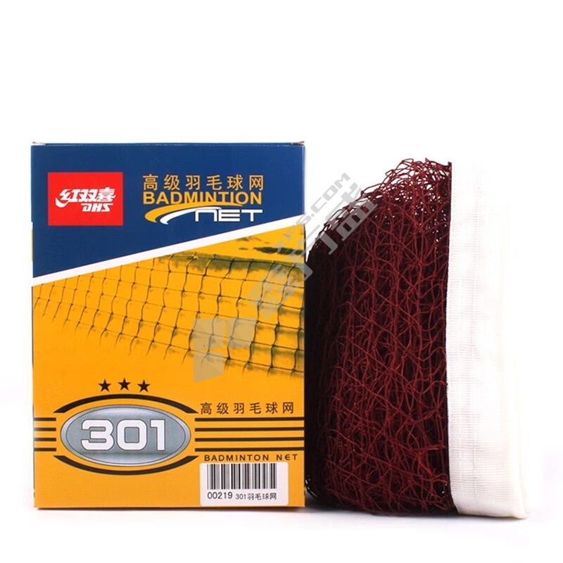 红双喜 DHQW301 高档羽毛球网 棕色