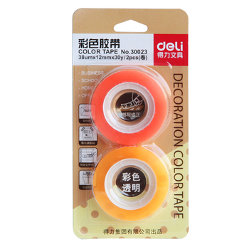 得力 30023 彩色文具胶带 12mm*30y*38um 30023