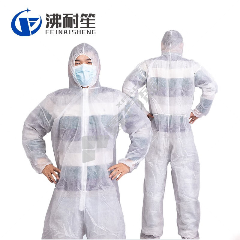沸耐笙 一次性防护服透气衣 均码 白色 FNS-02248-sf透气膜60g加厚款有脚