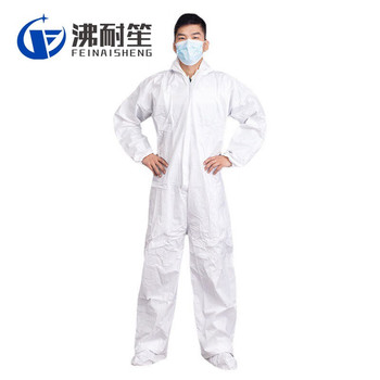 沸耐笙 一次性连体带帽脚SF透气膜防护服 XL 白色 FNS-02252-60g加厚款无脚