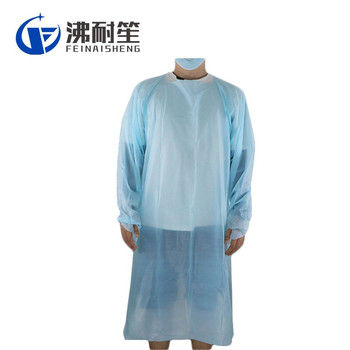 沸耐笙 一次性隔离服褂式实验室防护服 均码 蓝色 FNS-02290-cpe反穿隔离衣皮筋款