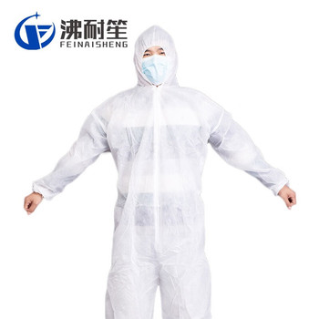 沸耐笙 一次性防护服连体带帽无尘防护服 均码 白色 FNS-02274-贴条SF透气膜60g加厚款无脚