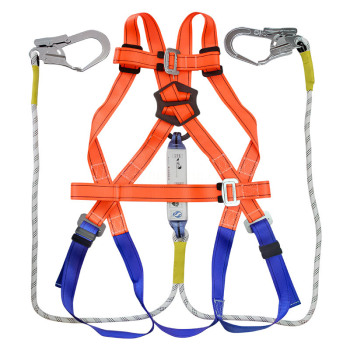 建钢 坠落悬挂全身式单挂点缓冲安全带带腰带腰垫 680804 橙色 双大钩双绳绳长1.2米