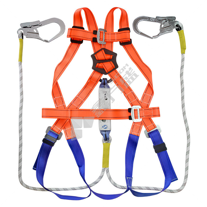 建钢 坠落悬挂全身式单挂点缓冲安全带带腰带腰垫 680804 橙色 双大钩双绳绳长1.2米