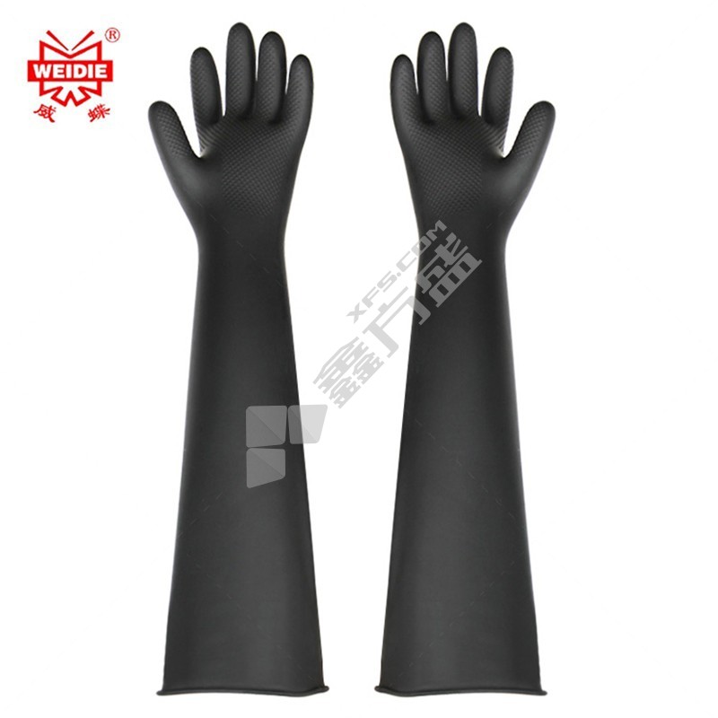 威蝶 36A-2 工业耐酸碱手套 36cm 黑色 乳胶