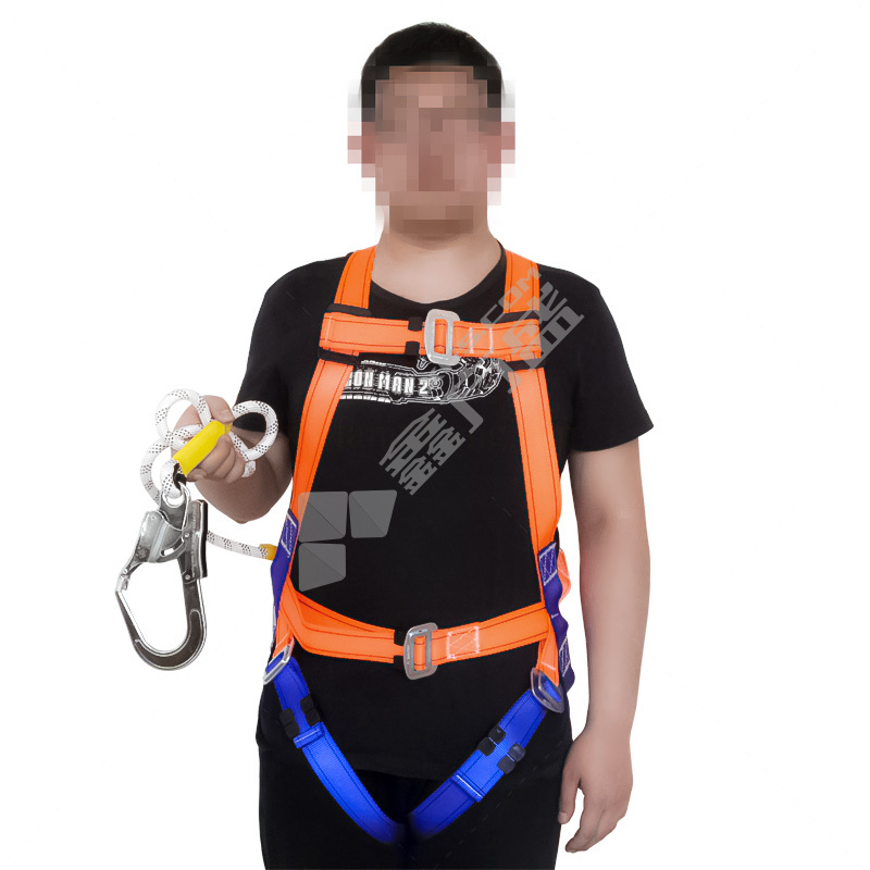建钢 坠落悬挂全身式单挂点缓冲安全带不带腰带腰垫 680804 橙色 双大钩双绳绳长1.2米