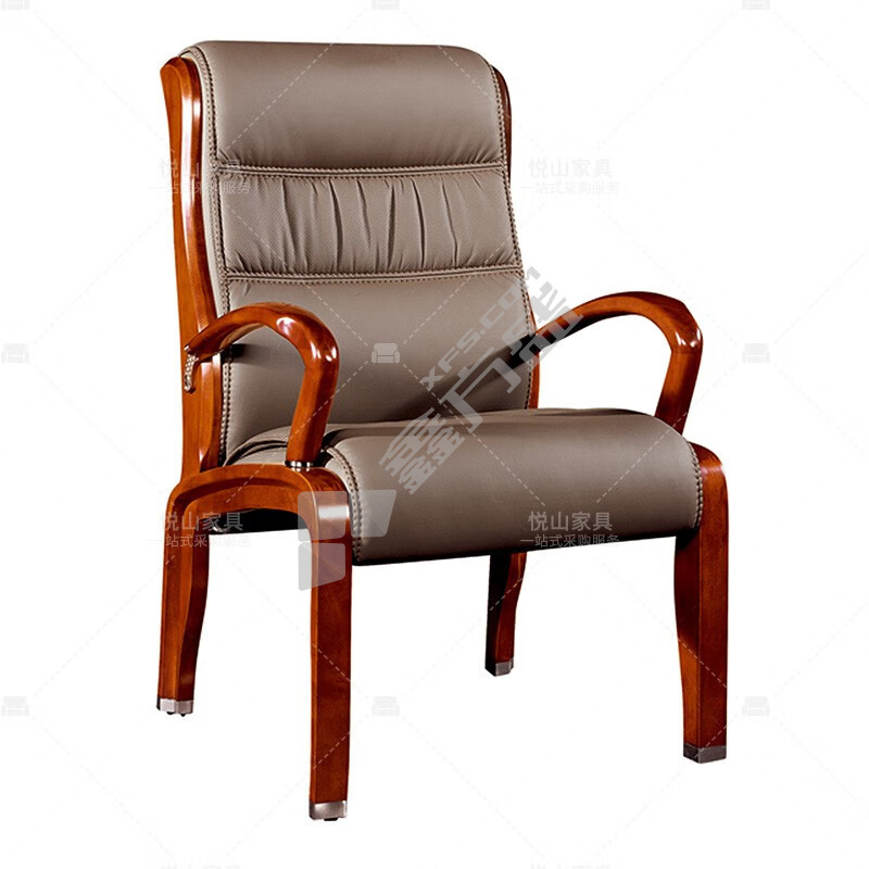 悦山 YSOC3DPD011ZP 中式会议椅 YSOC3DPD011ZP 630*690*1070mm 棕 黑牛皮