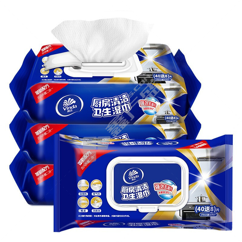 维达 VW4002 厨房湿巾纸 单层 48抽/包 12包/箱