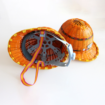 万木林 手工竹编透气遮阳小沿安全帽 zyx-3/有钢板有内衬 黄色