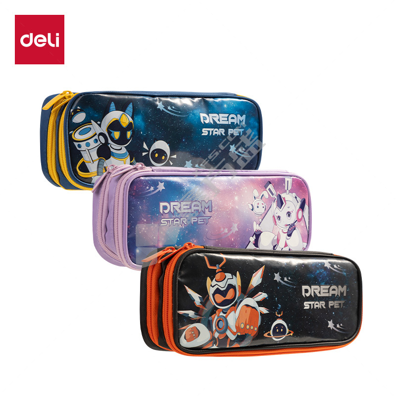 得力 次元星宠双层笔盒式多用途笔袋 混色 67092A