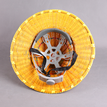 万木林 手工竹编透气遮阳大沿安全帽 zyd-2/有钢板 37*18cm 黄色