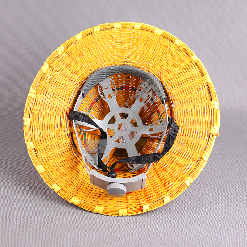万木林 手工竹编透气遮阳大沿安全帽 zyd-2/有钢板 37*18cm 黄色
