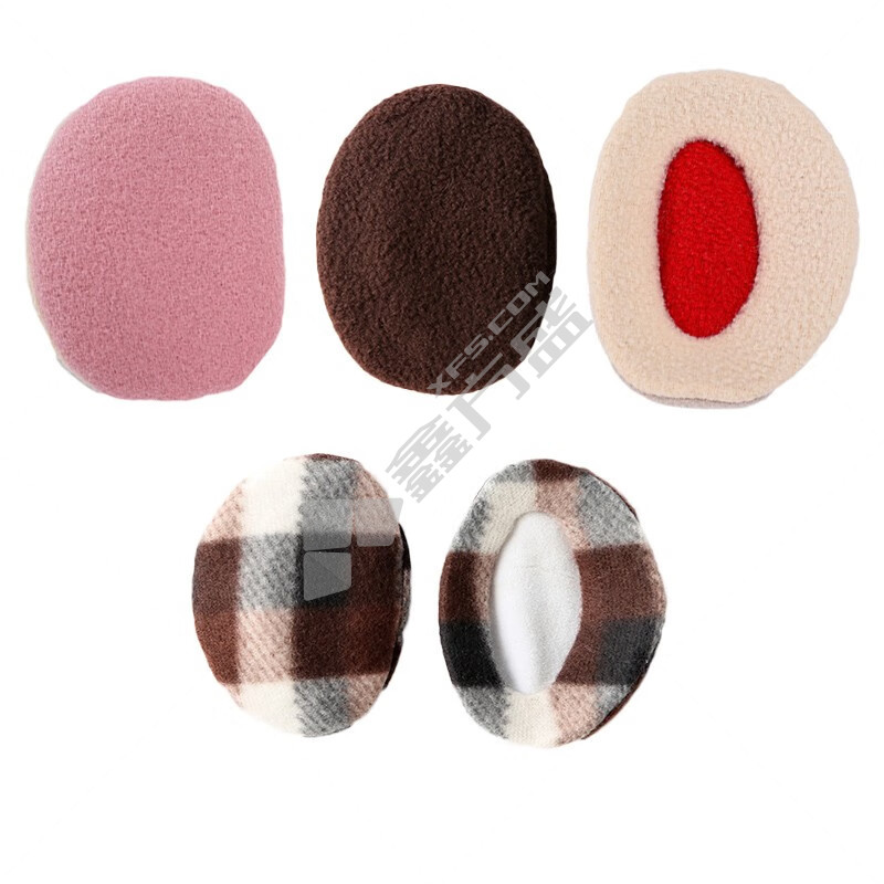 沸耐笙 摇粒绒冬季无发箍耳捂 FNS-02460 粉色格子 M中号