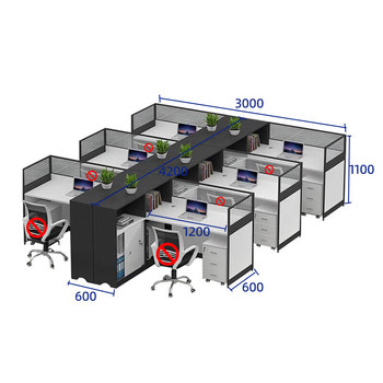 臻远 GWB-006办公桌职员办公桌椅组合 W3000*D4200*H1100mm 灰白色