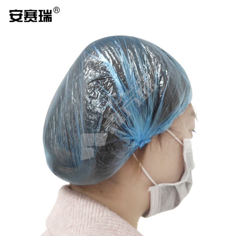 安赛瑞 防水加厚隔离一次性PE防尘帽 25278 均码 蓝色