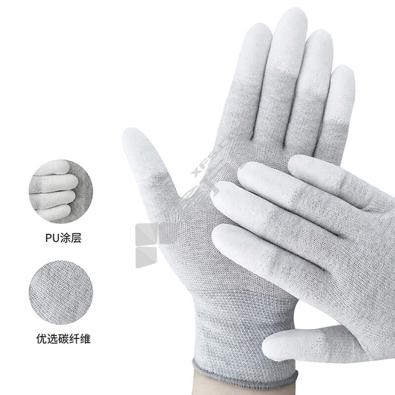 盛港 碳纤维PU涂指手套 大号 尼龙灰边