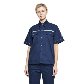 佰益 6005 夏季防静电服短袖套装 2XL 180cm 石油蓝