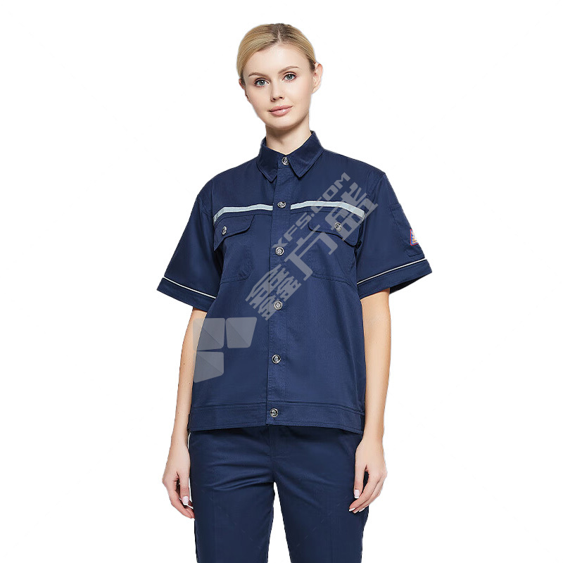 佰益 6005 夏季防静电服短袖套装 2XL 180cm 石油蓝