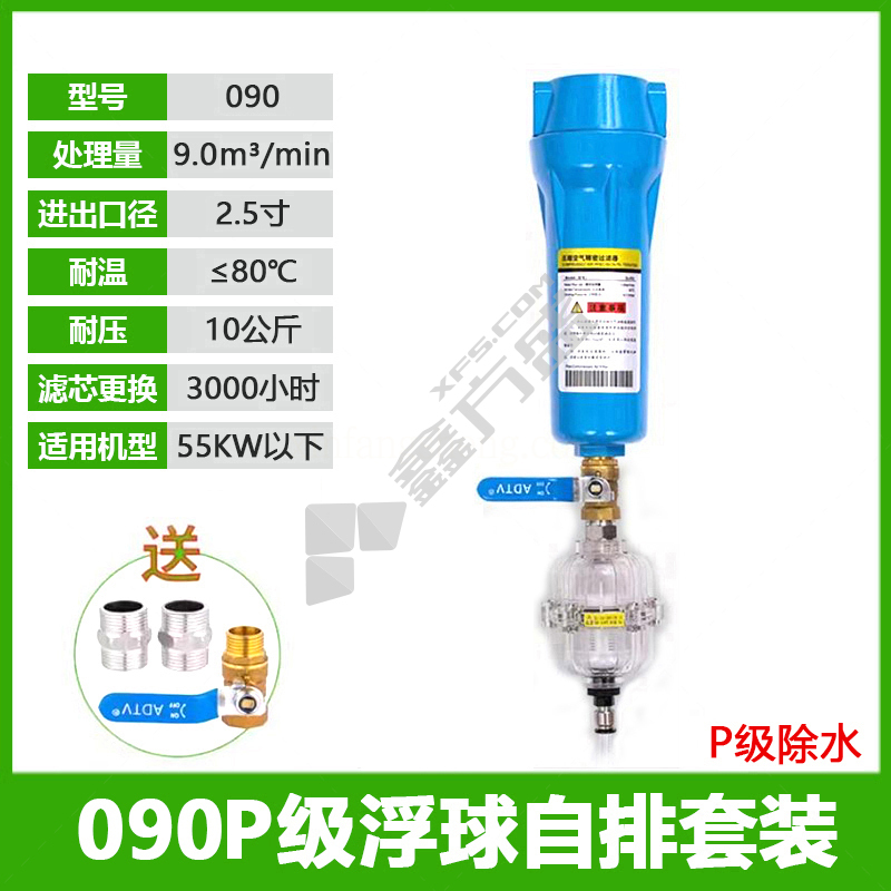 090P级54CM精密过滤器除水单联件 090P+SL-10 DN65 DN15=4分