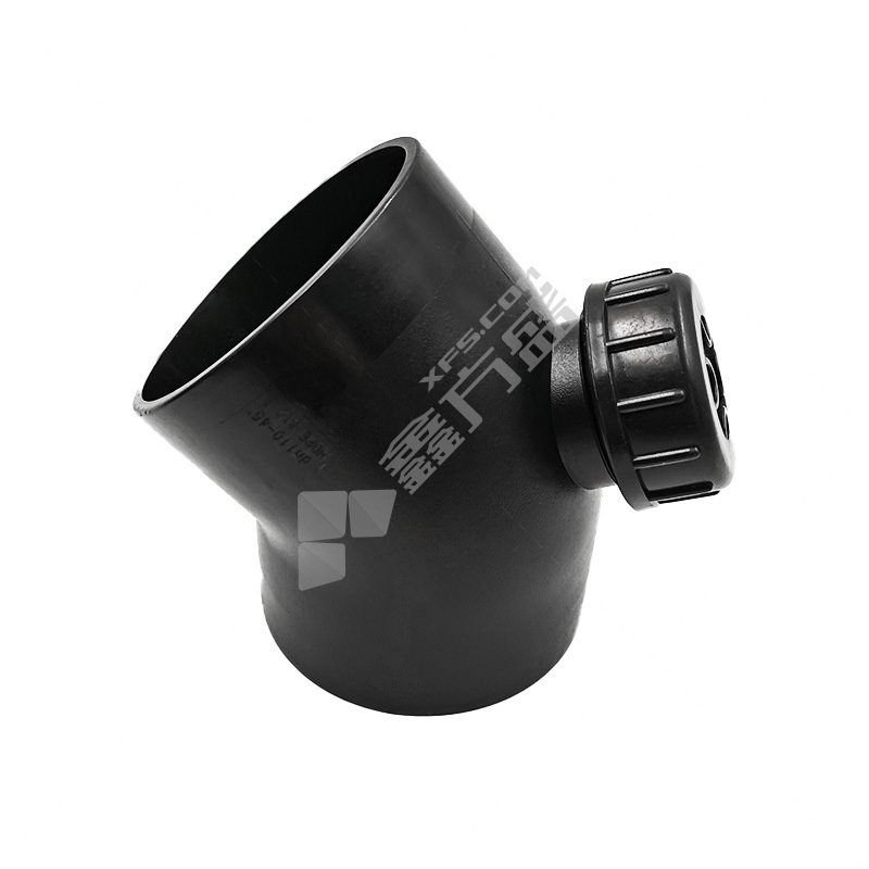 高通 HDPE虹吸同层排水弯头45°带检查口 160 黑色