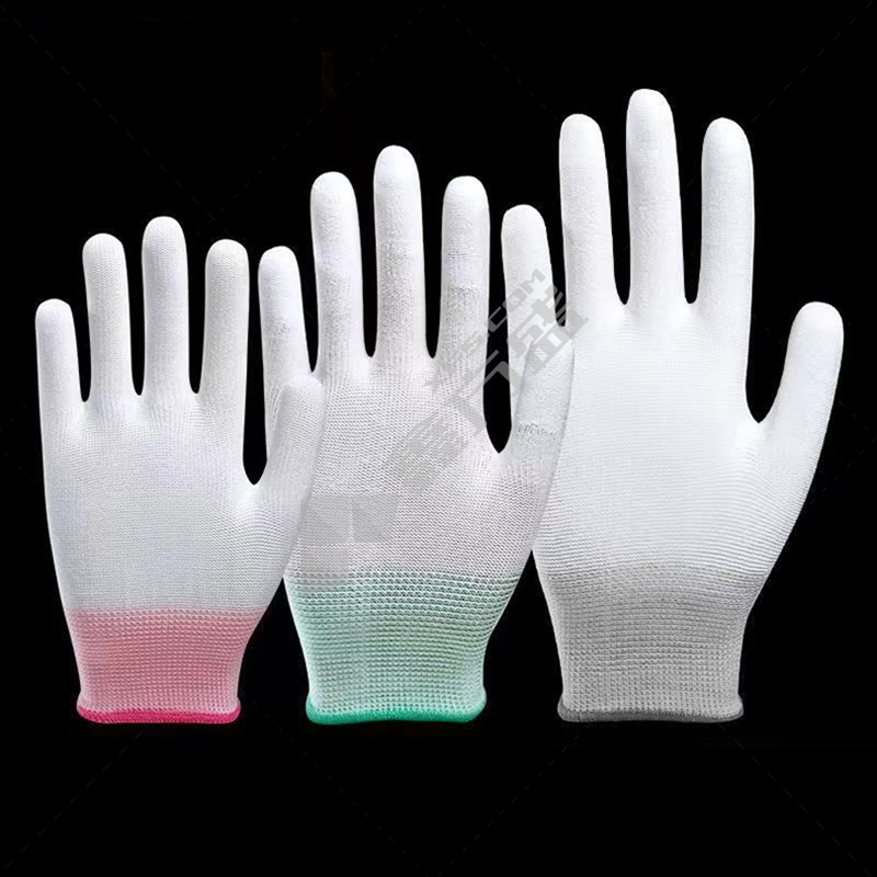 宇博之星 18克白色PU涂指手套 M码 绿边